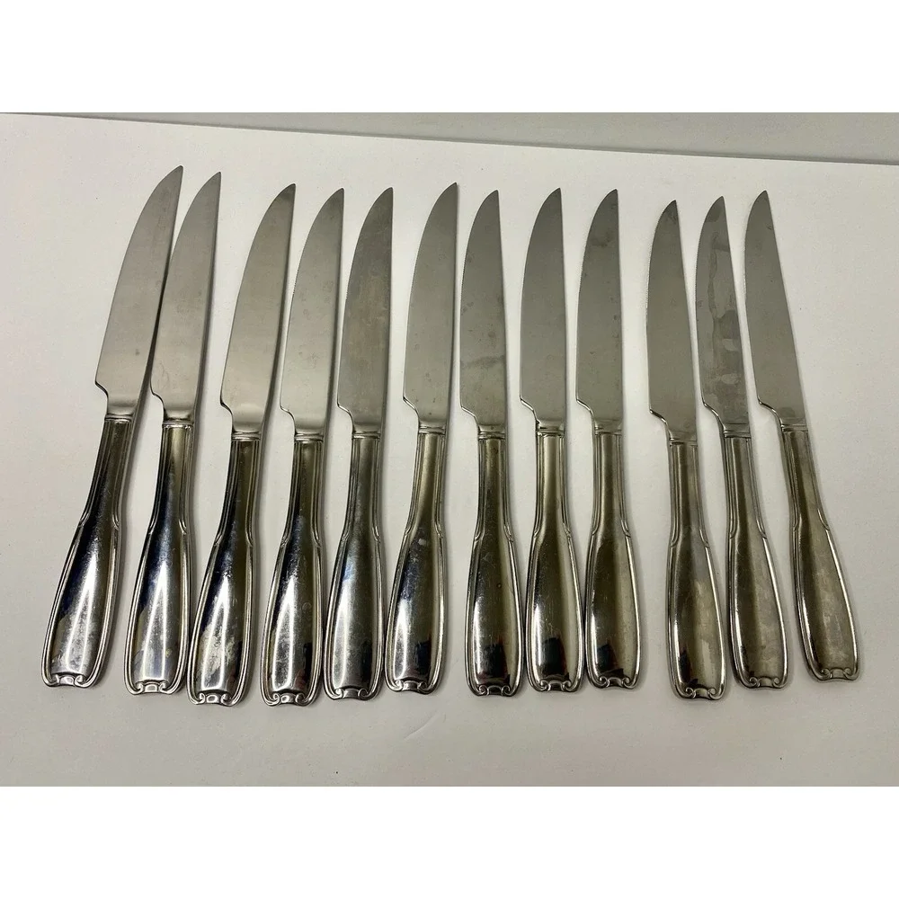 Reed & Barton Manor Park Stainless Steak Knives Lot Of 12 Replacements